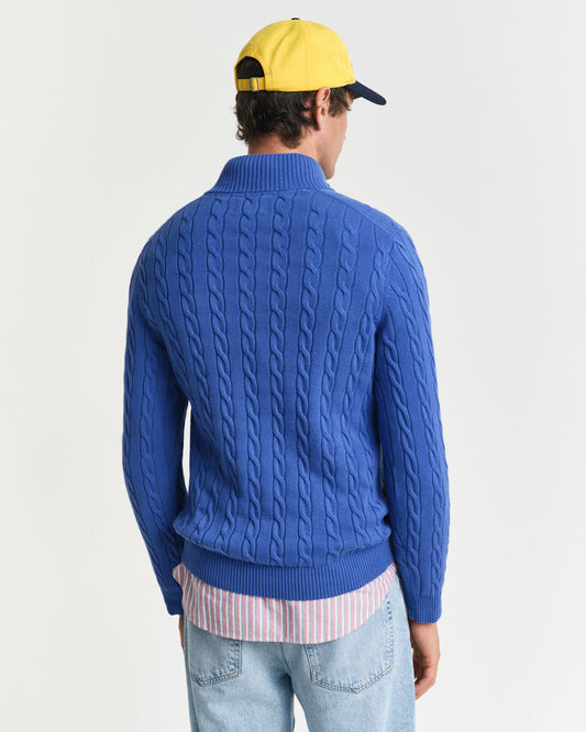 Chandail en tricot torsadé demi-zip en coton