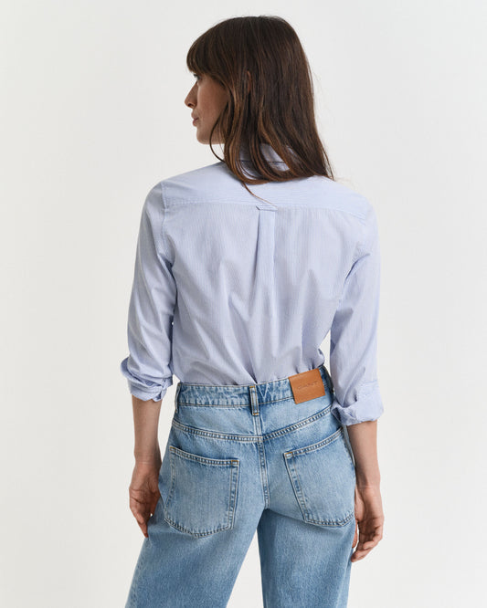 Chemise rayée classique en popeline coupe droite