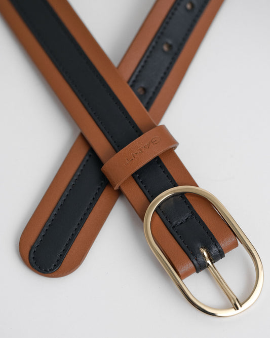 Ceinture en cuir rayée