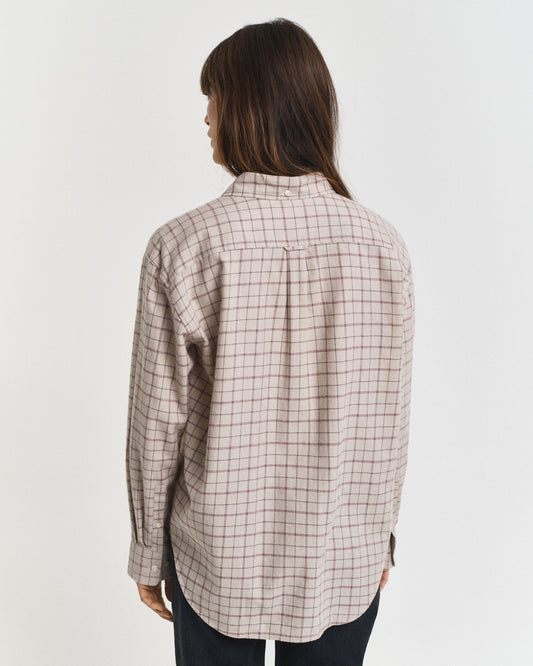 Chemise en flanelle brossée à carreaux coupe décontractée