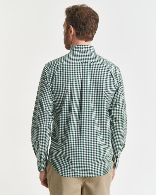 Chemise classique en popeline de vichy coupe droite