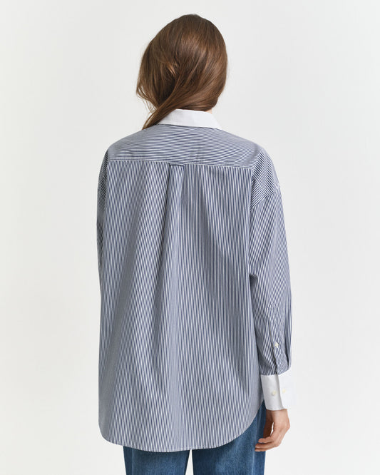 Chemise rayée ample à col contrastant