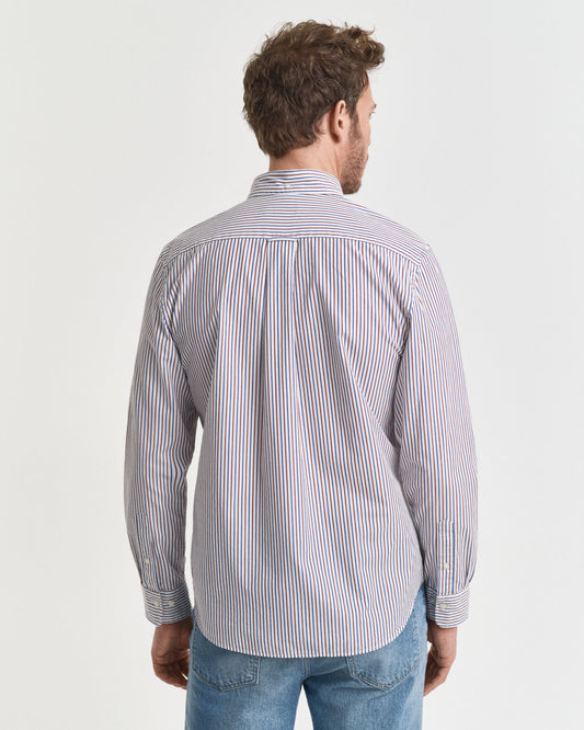 Chemise Popeline Classique Rayée Coupe Droite