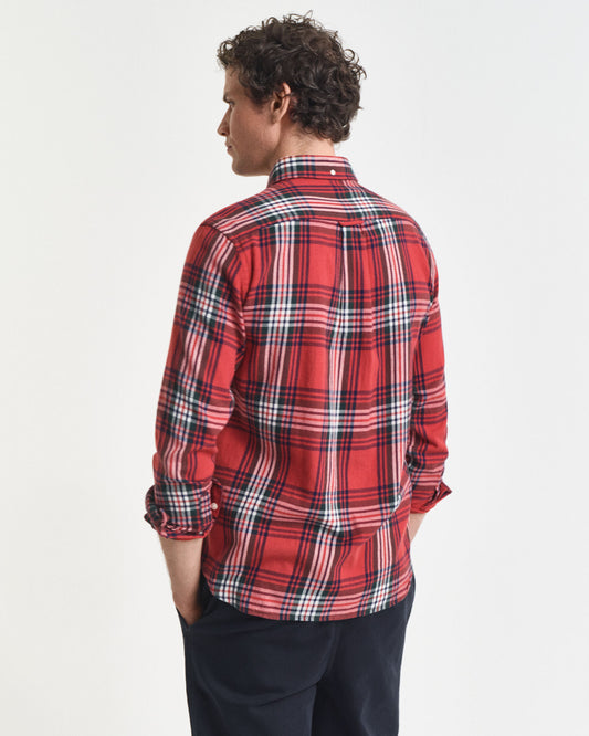 Chemise à carreaux en flanelle effet soufflé coupe droite