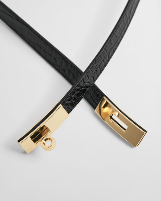Ceinture effet croco à boucle tournante