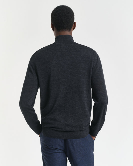 Pull demi-zippé en laine mérinos extra fine