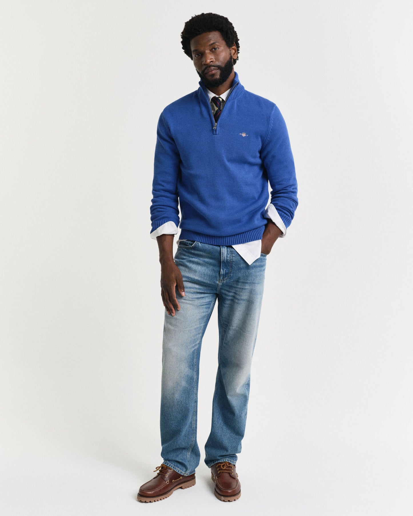 Freizeit-Baumwoll-Half-Zip-Pullover
