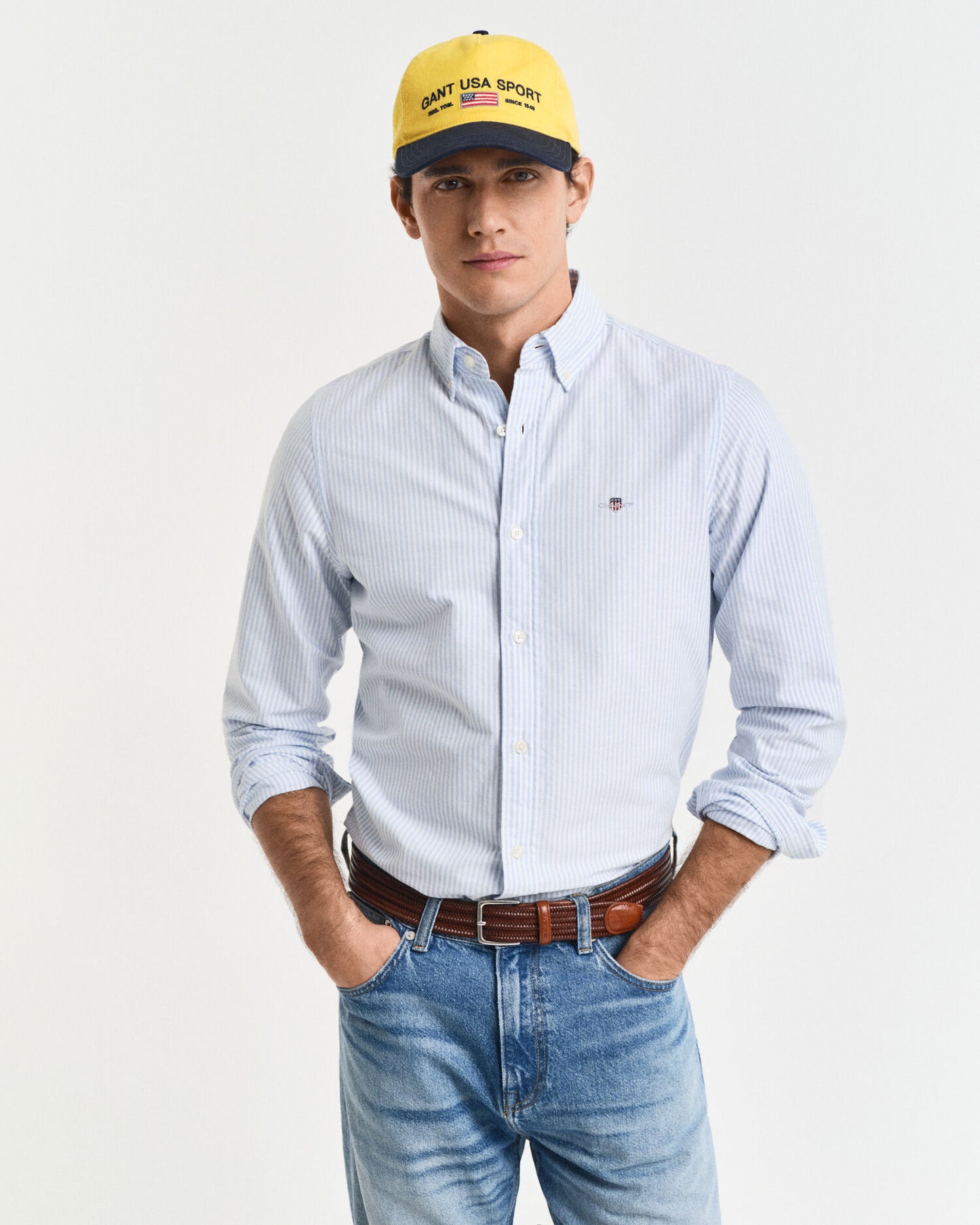 Slim Fit Oxfordhemd mit Bankerstreifen
