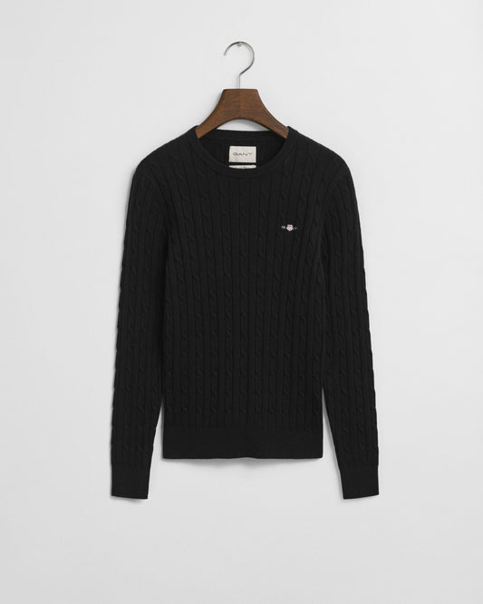 Pull en maille torsadée en coton stretch à col rond