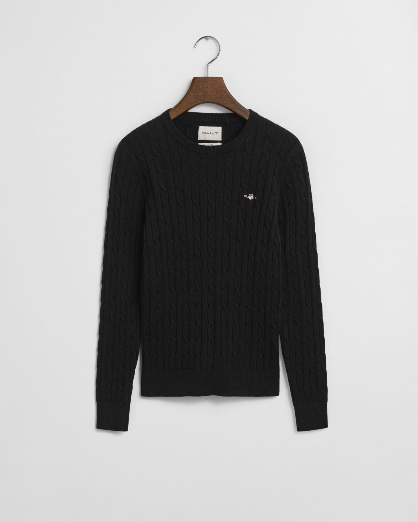 Pull col rond en tricot torsadé de coton stretch