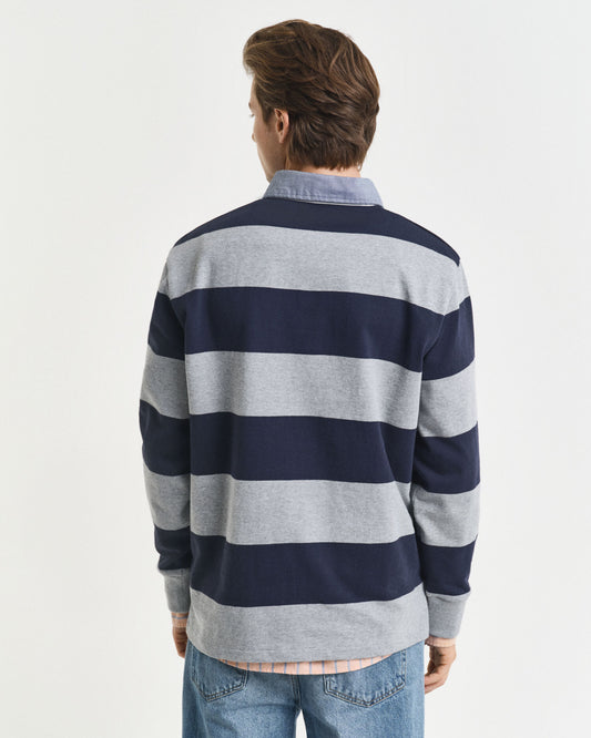 Polo lourd rayé à col en chambray
