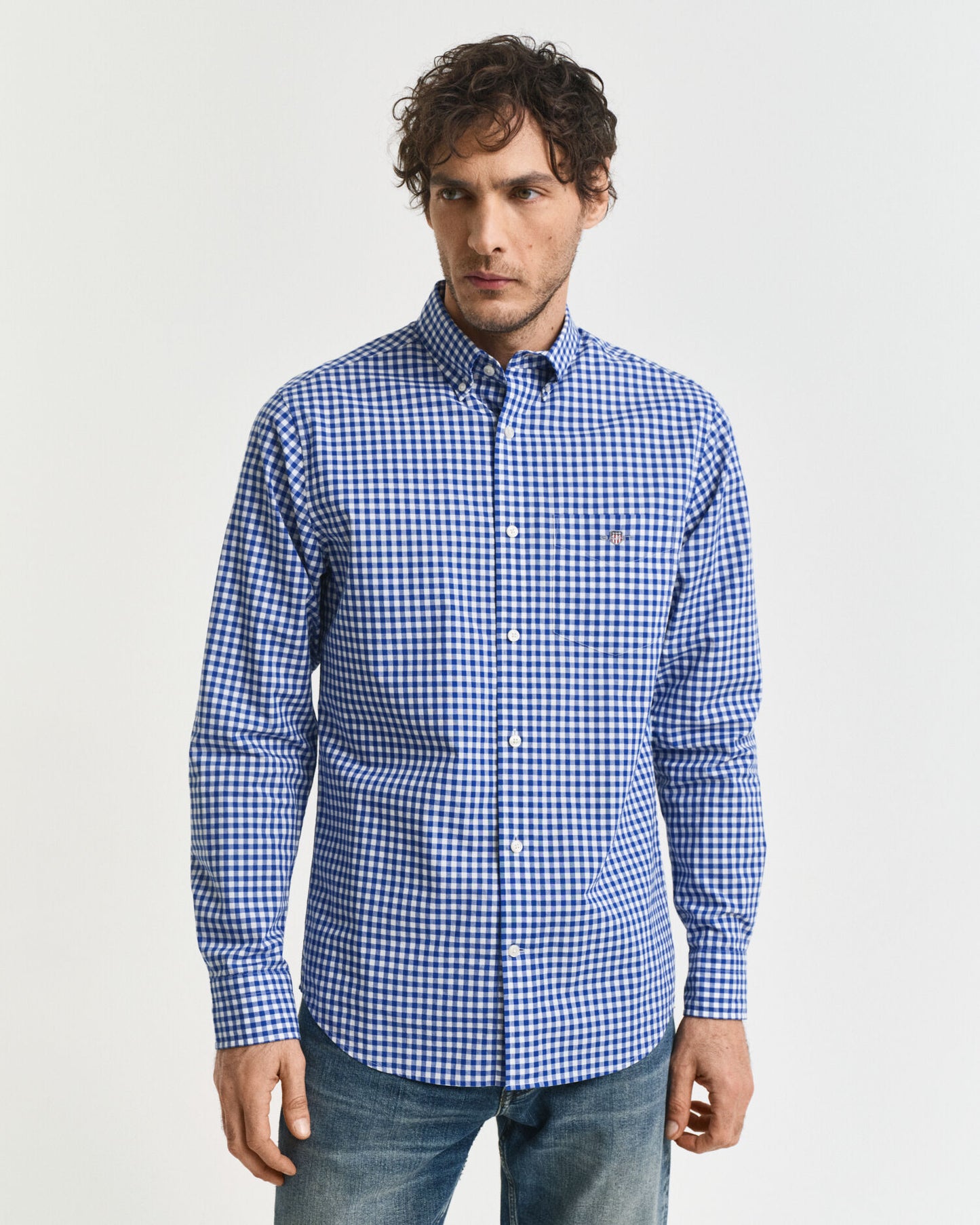 Regular Fit Klassisches Gingham Popeline Hemd