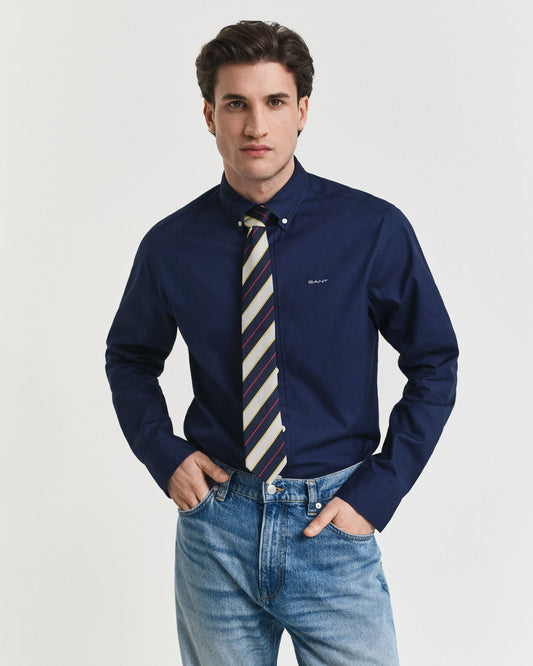 Chemise Oxford en point de croix coupe droite