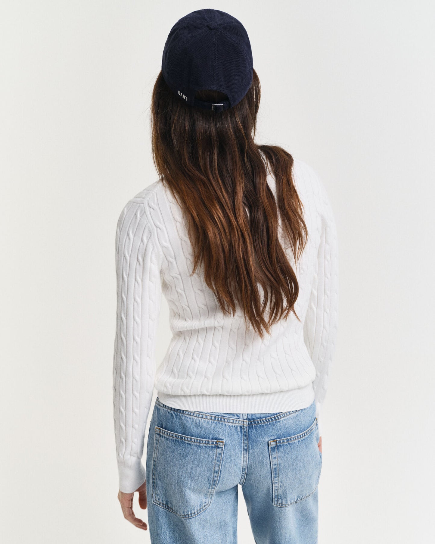Pull col rond en tricot torsadé de coton stretch