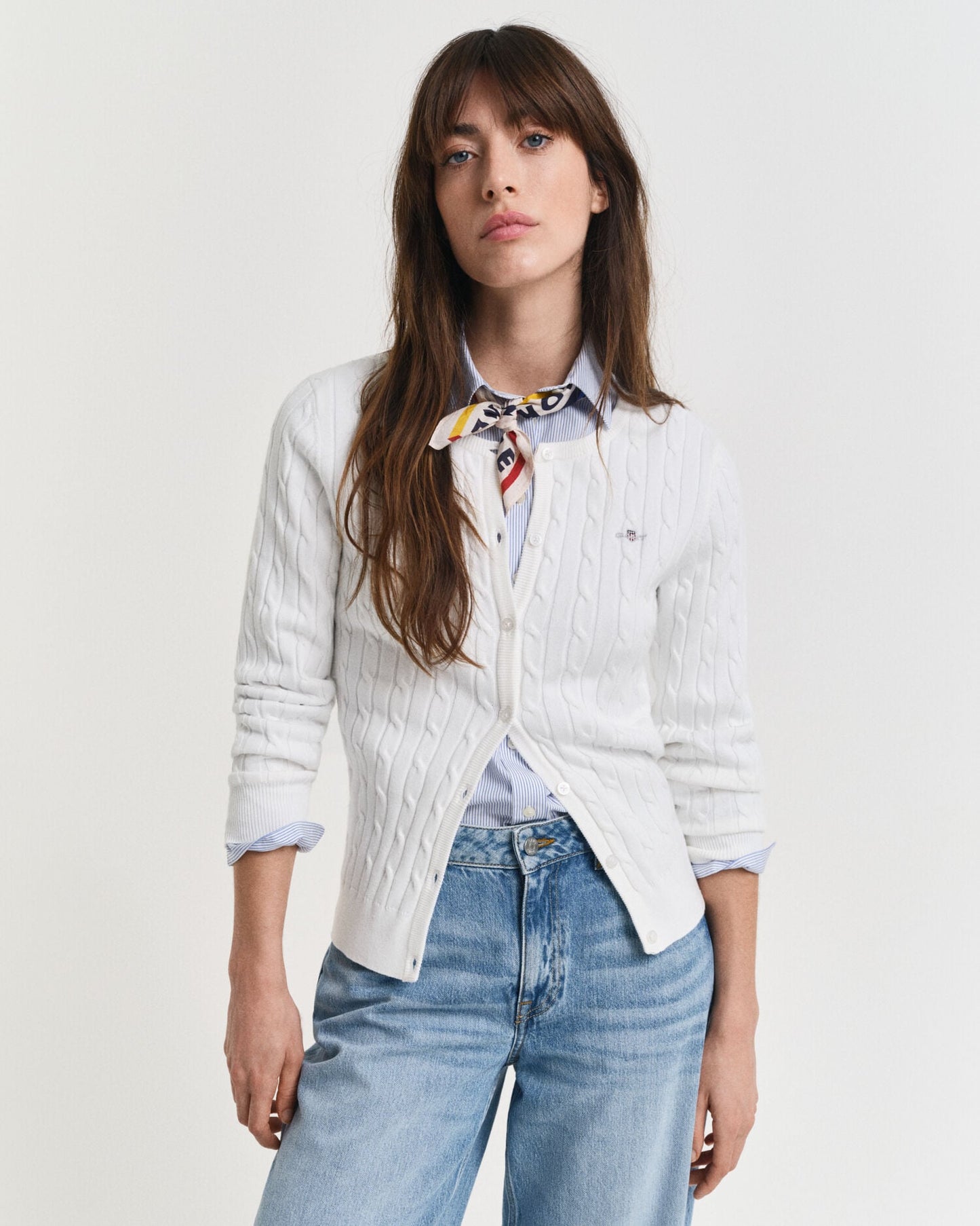 Cardigan en tricot torsadé de coton stretch