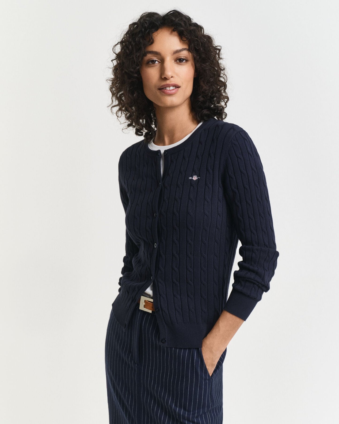 Cardigan en tricot torsadé de coton stretch