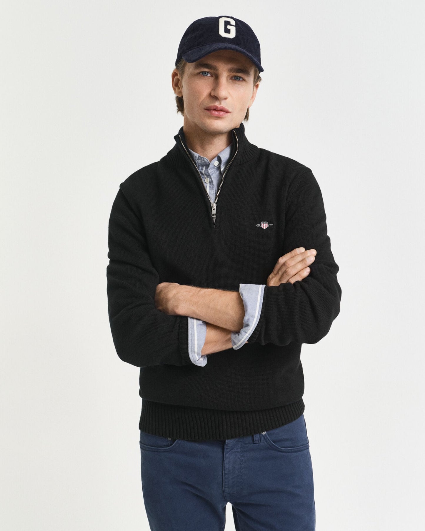 Pull en coton décontracté avec demi-zip