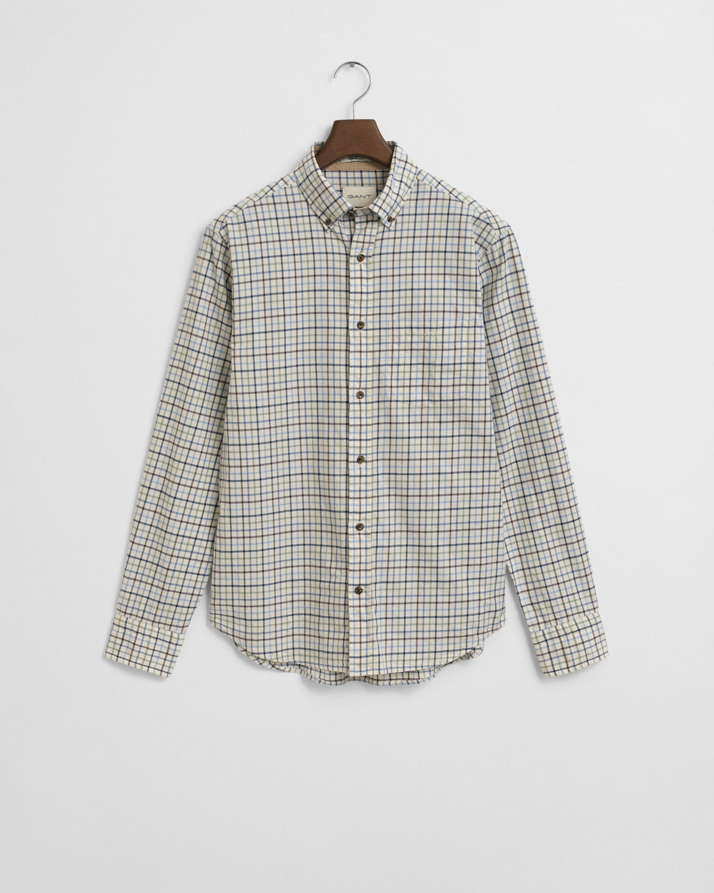 Chemise twill à carreaux Tattersall coupe droite