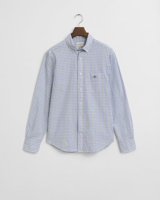 Chemise classique popeline à carreaux micro, coupe droite