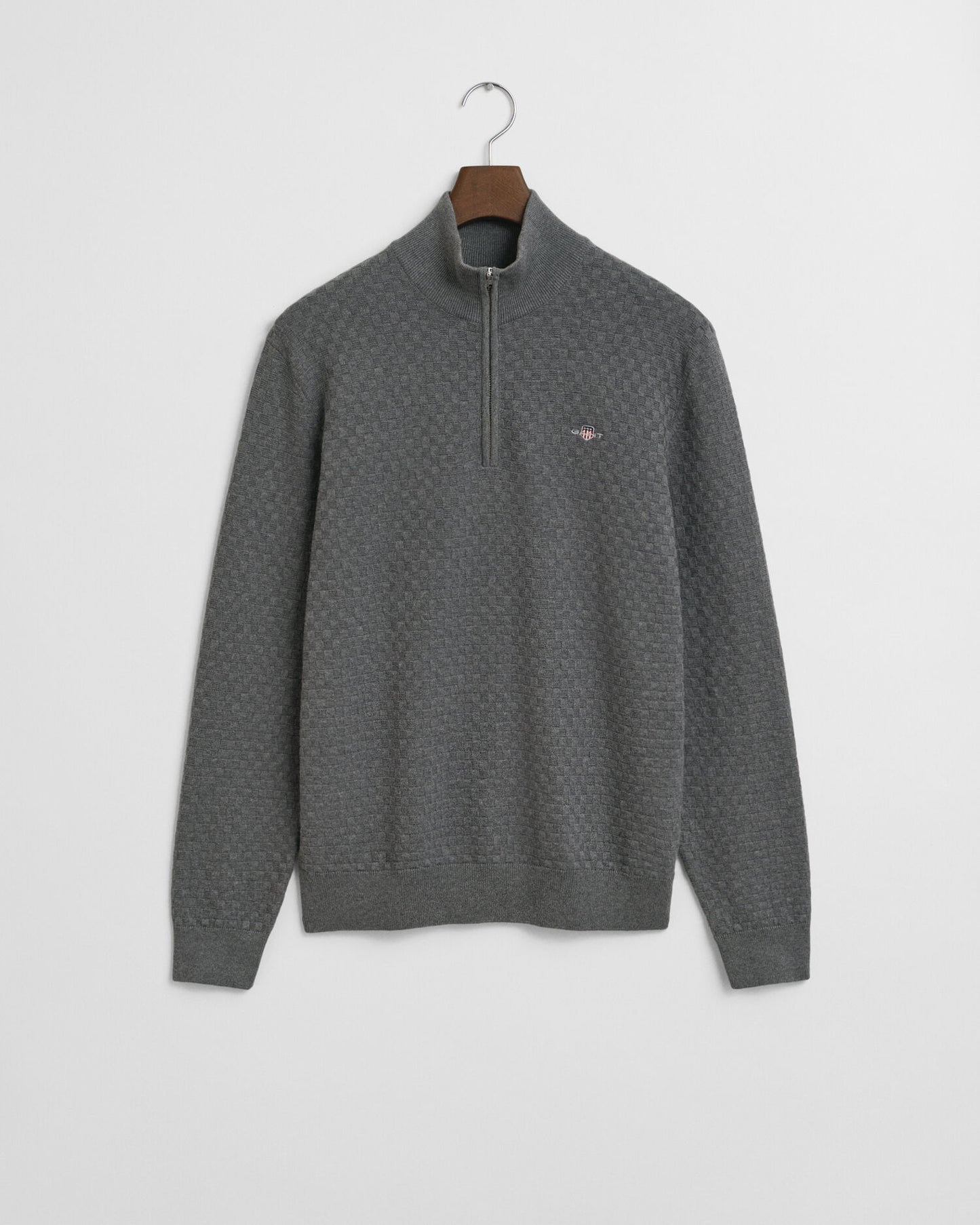 Pull demi-zip microtexturé
