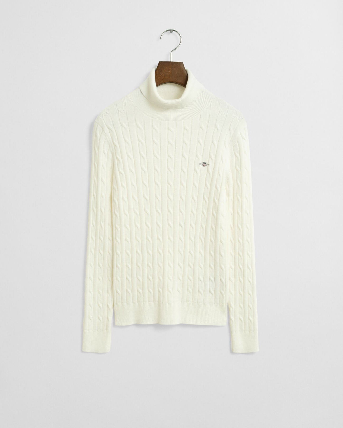 Pull col roulé en maille torsadée de coton extensible