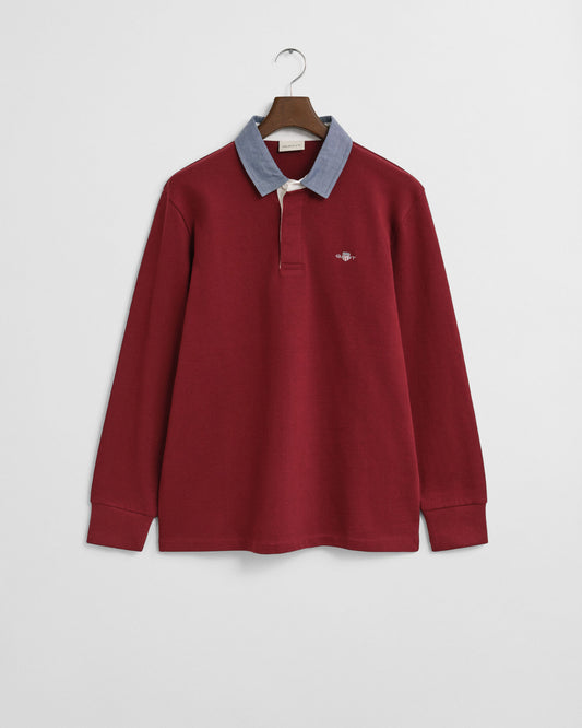 Rugger lourd à col chambray