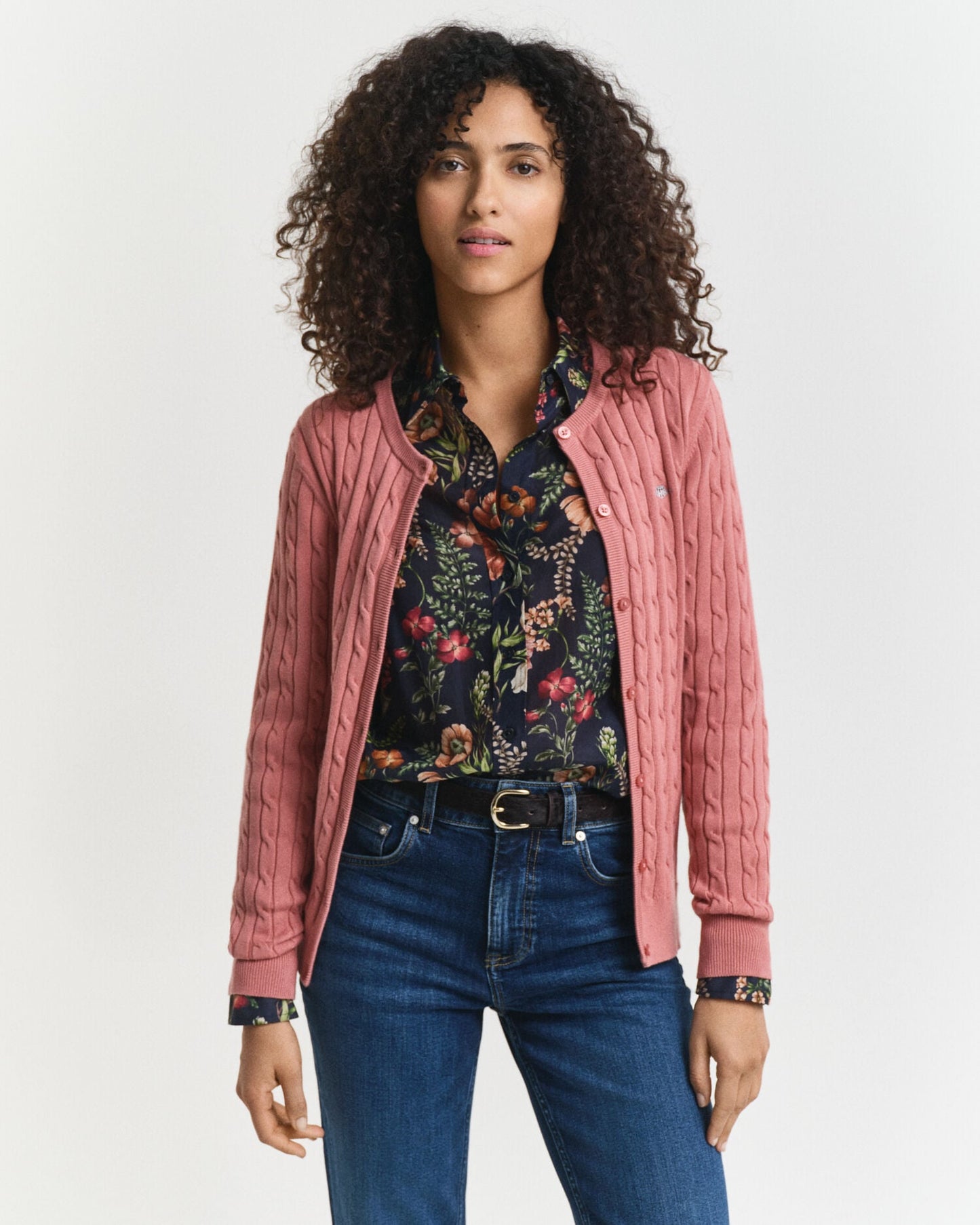 Cardigan en tricot torsadé de coton stretch