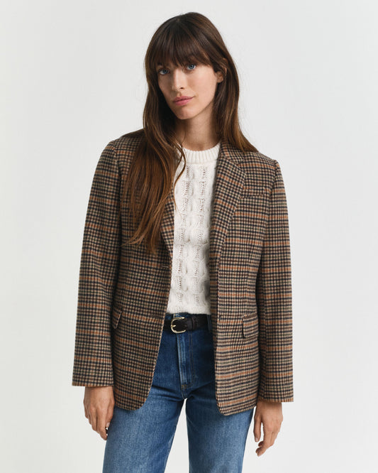 Blazer en laine pied-de-poule coupe classique
