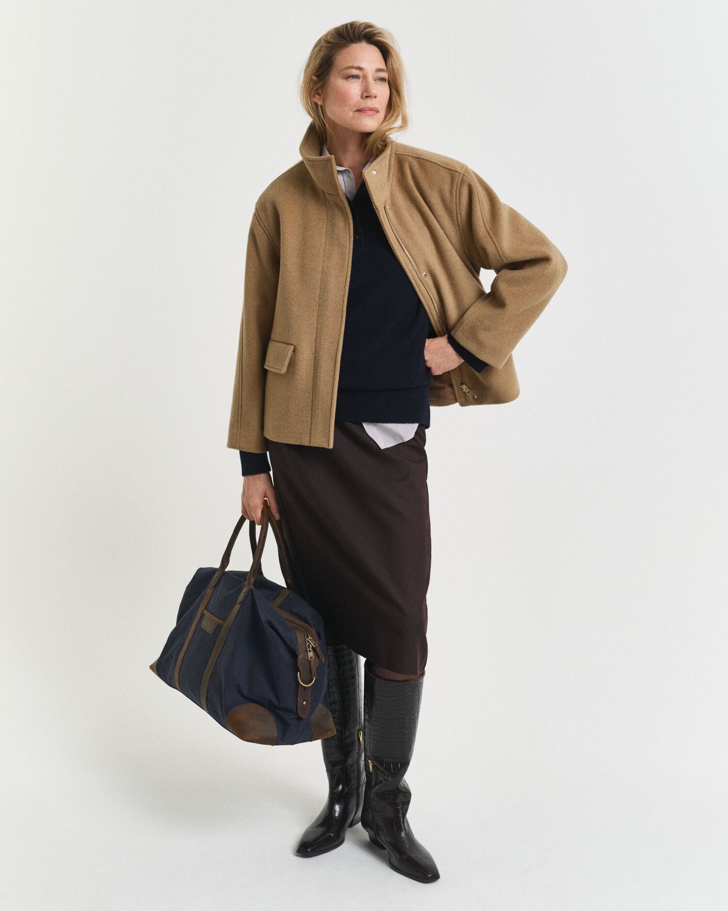 Veste courte en laine zippée