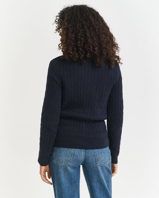 Pull mi-zippé en maille torsadée de coton extensible