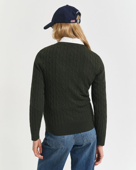 Pull Ras du Cou en Maille Torsadée en Coton Extensible