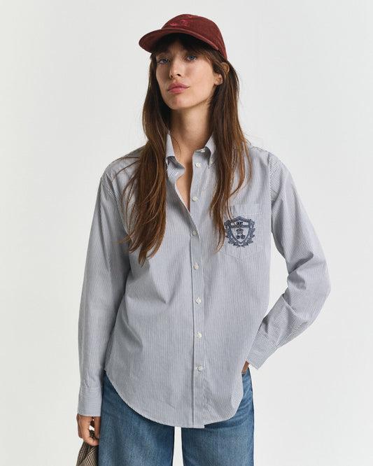 Chemise graphique en popeline coupe décontractée