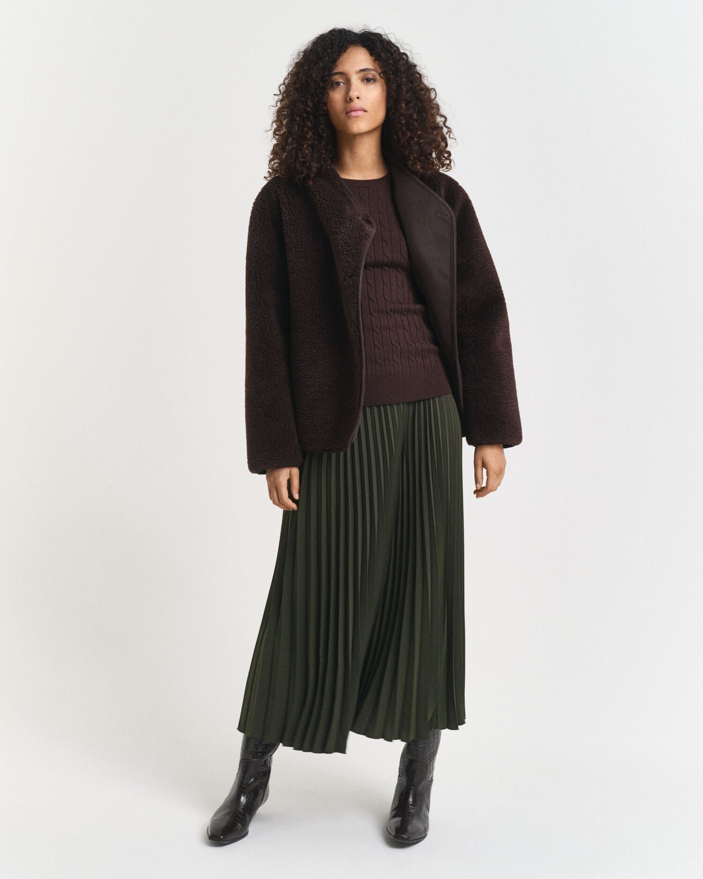 Pull ras du cou en maille torsadée de coton stretch