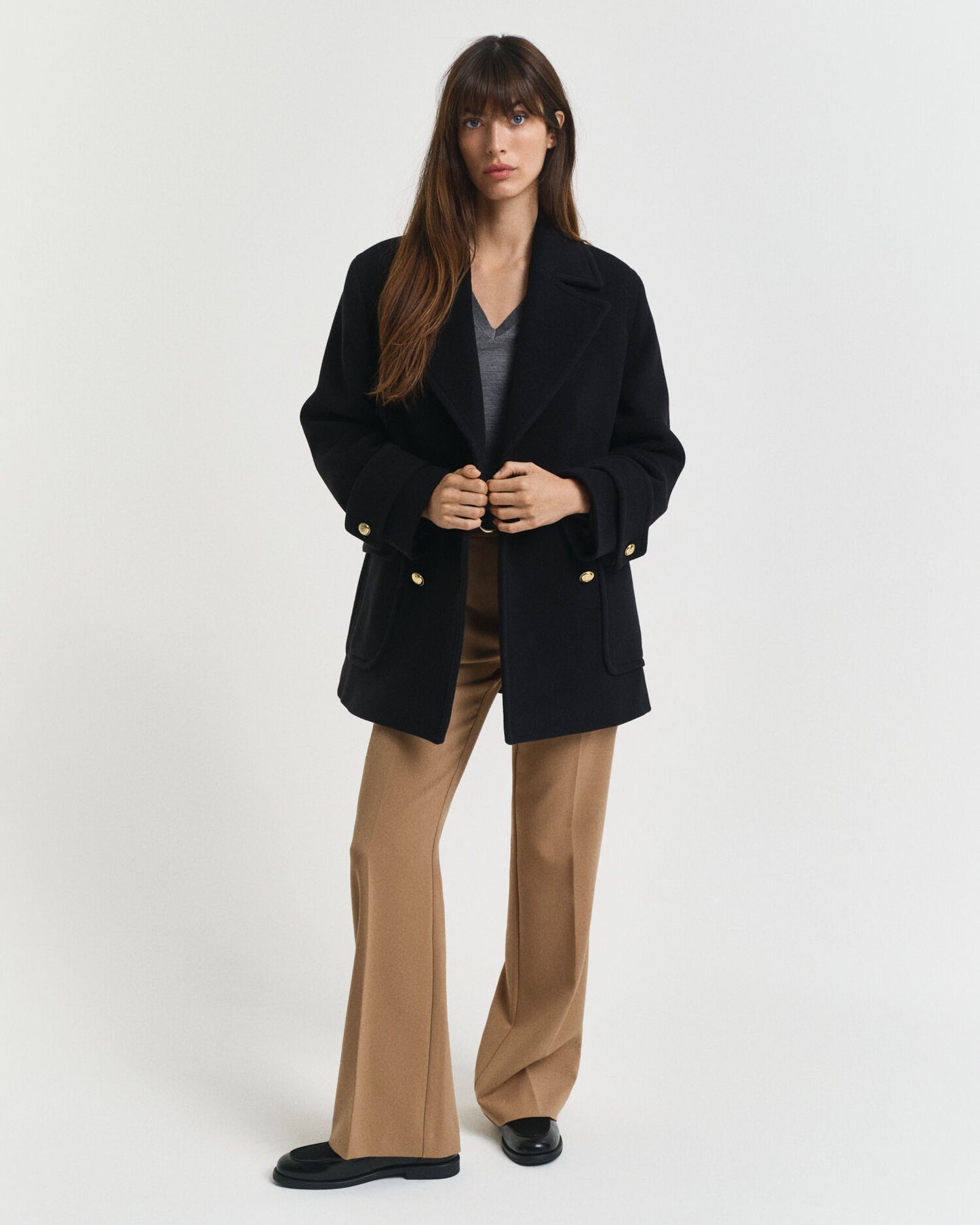 Caban mi-long en laine
