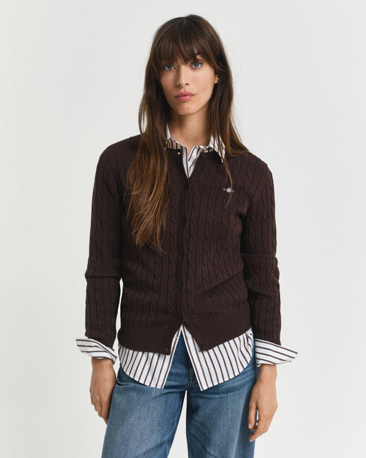 Cardigan en maille torsadée de coton stretch