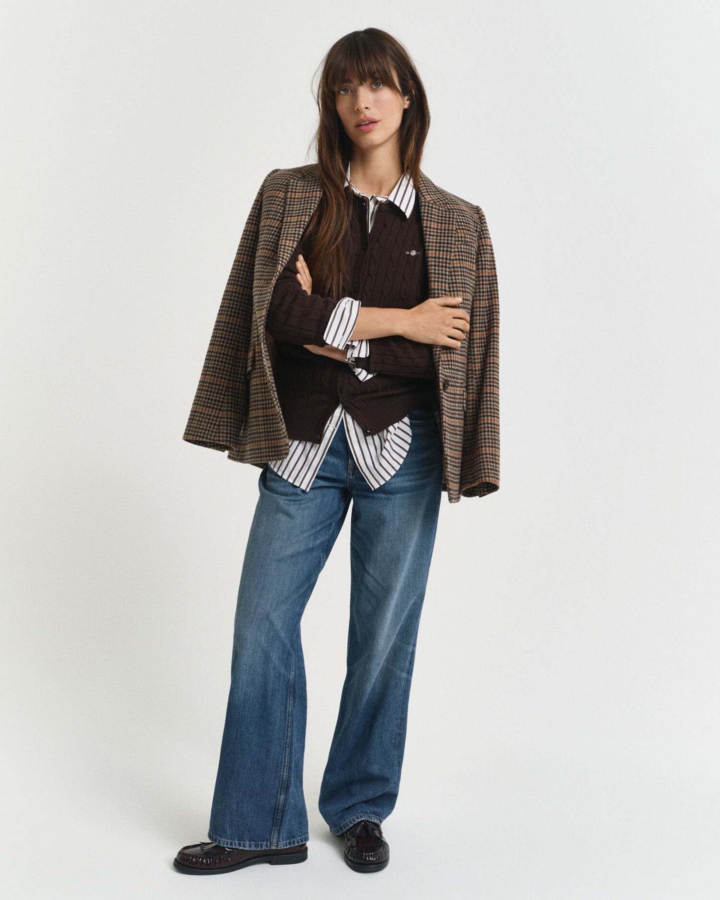 Cardigan aus Stretch-Baumwolle mit Zopfmuster