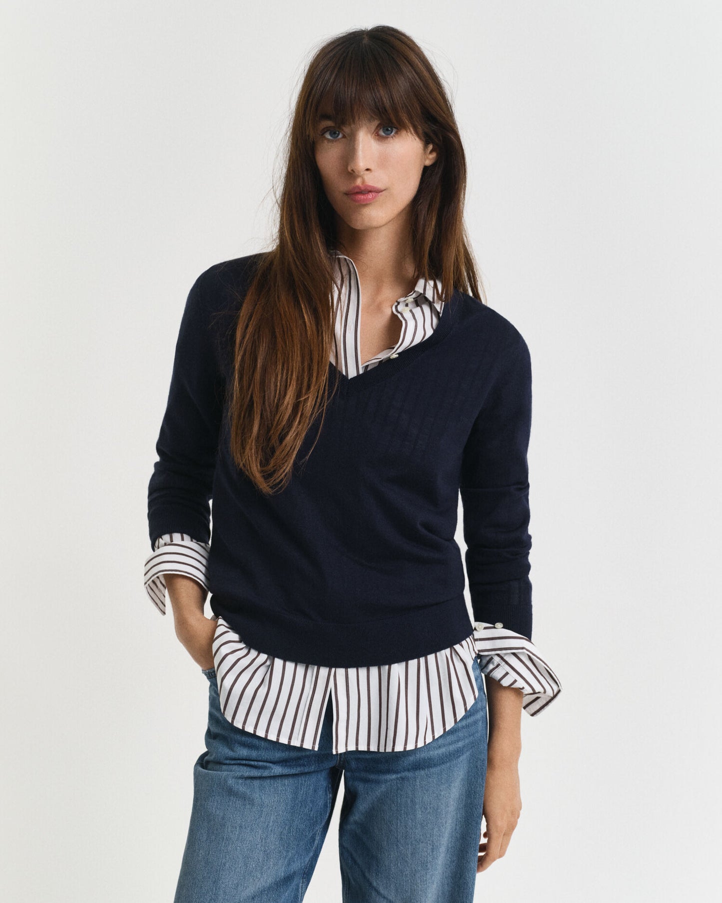 Pull col V en mérinos extra fin