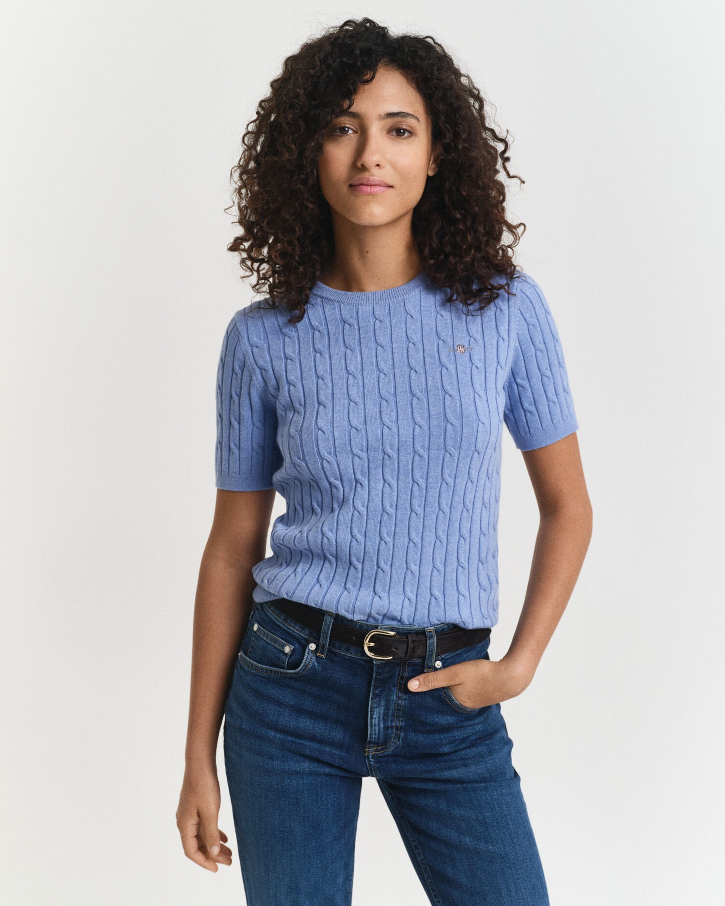 Pull torsadé en coton stretch