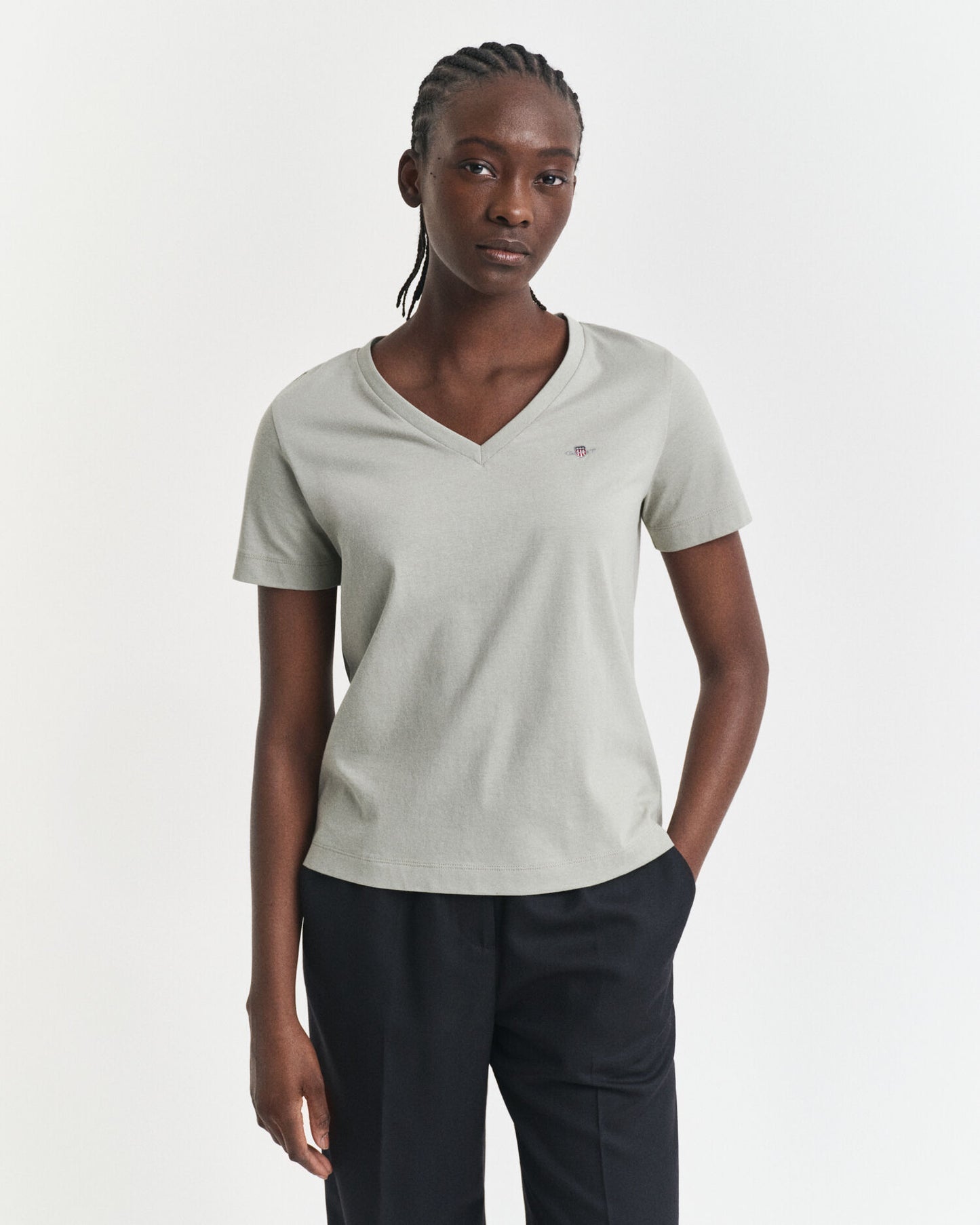 T-shirt Col V Écusson