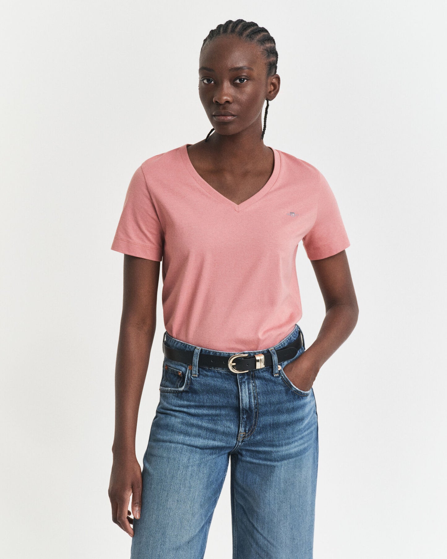 T-shirt Col V Écusson