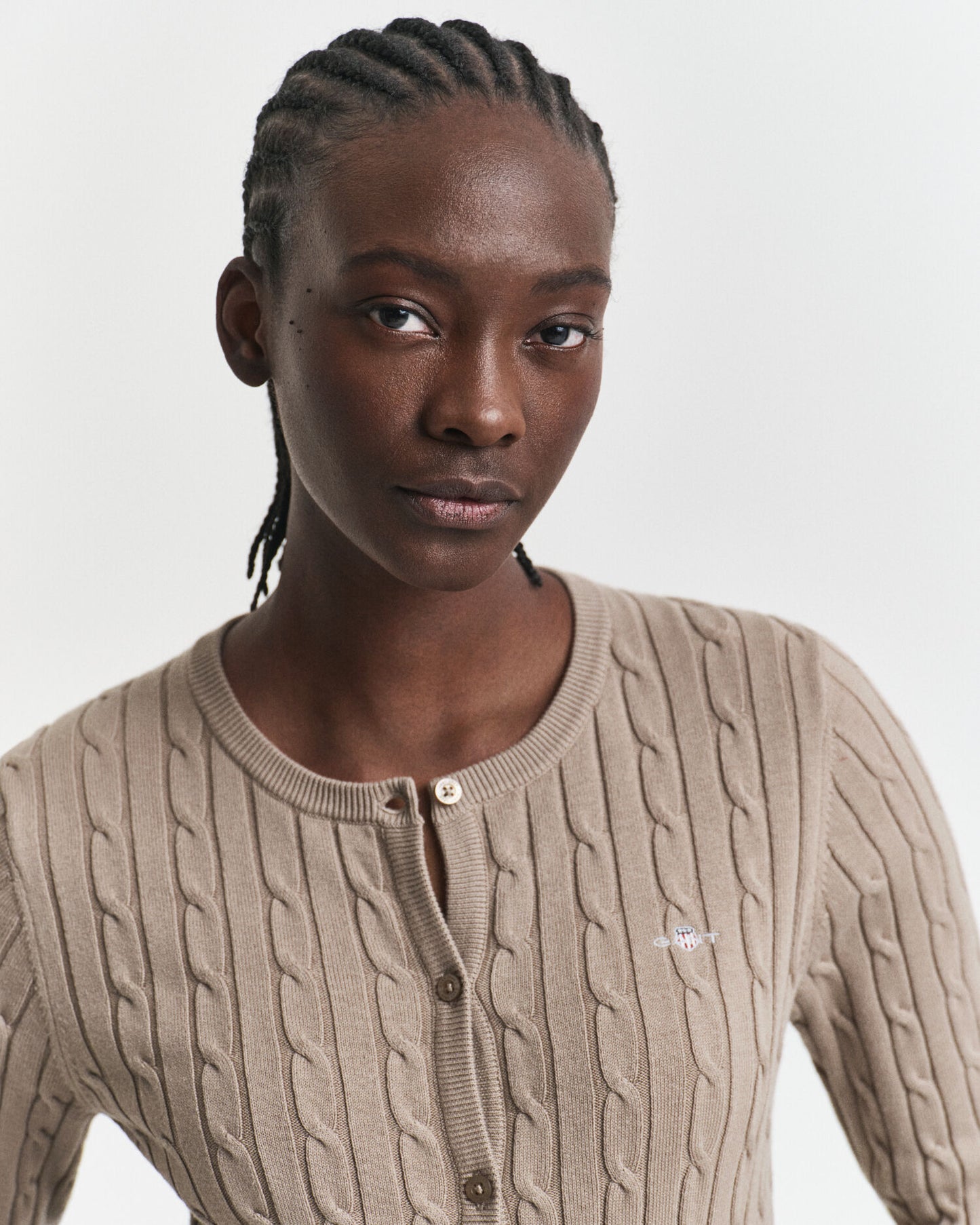 Cardigan torsadé en coton extensible