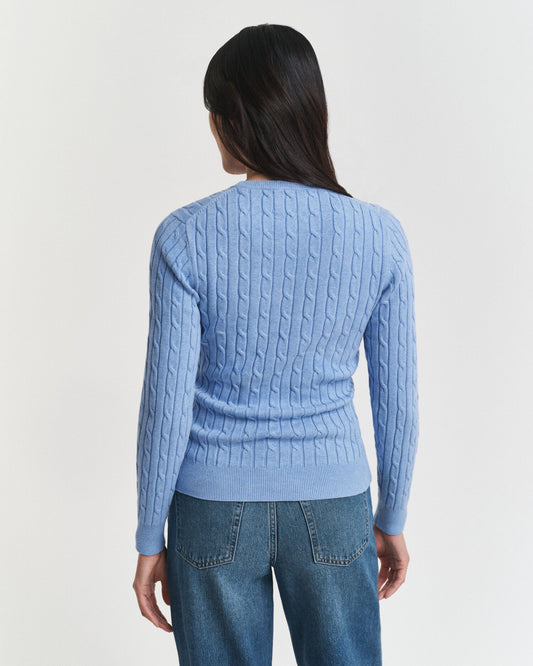 Pull col rond en tricot torsadé de coton extensible
