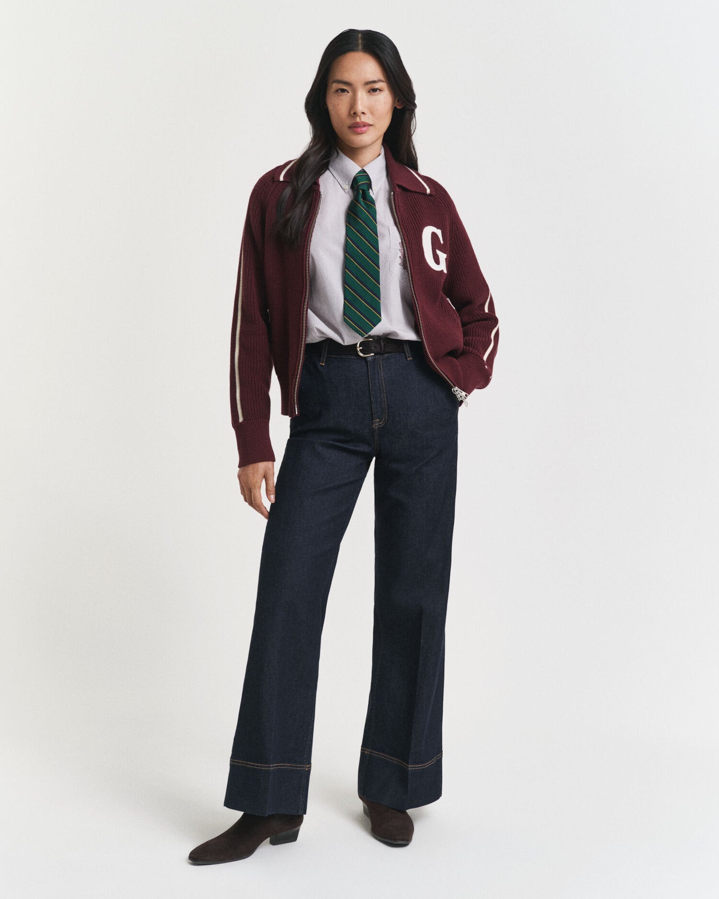 College-Strickjacke mit Reißverschluss