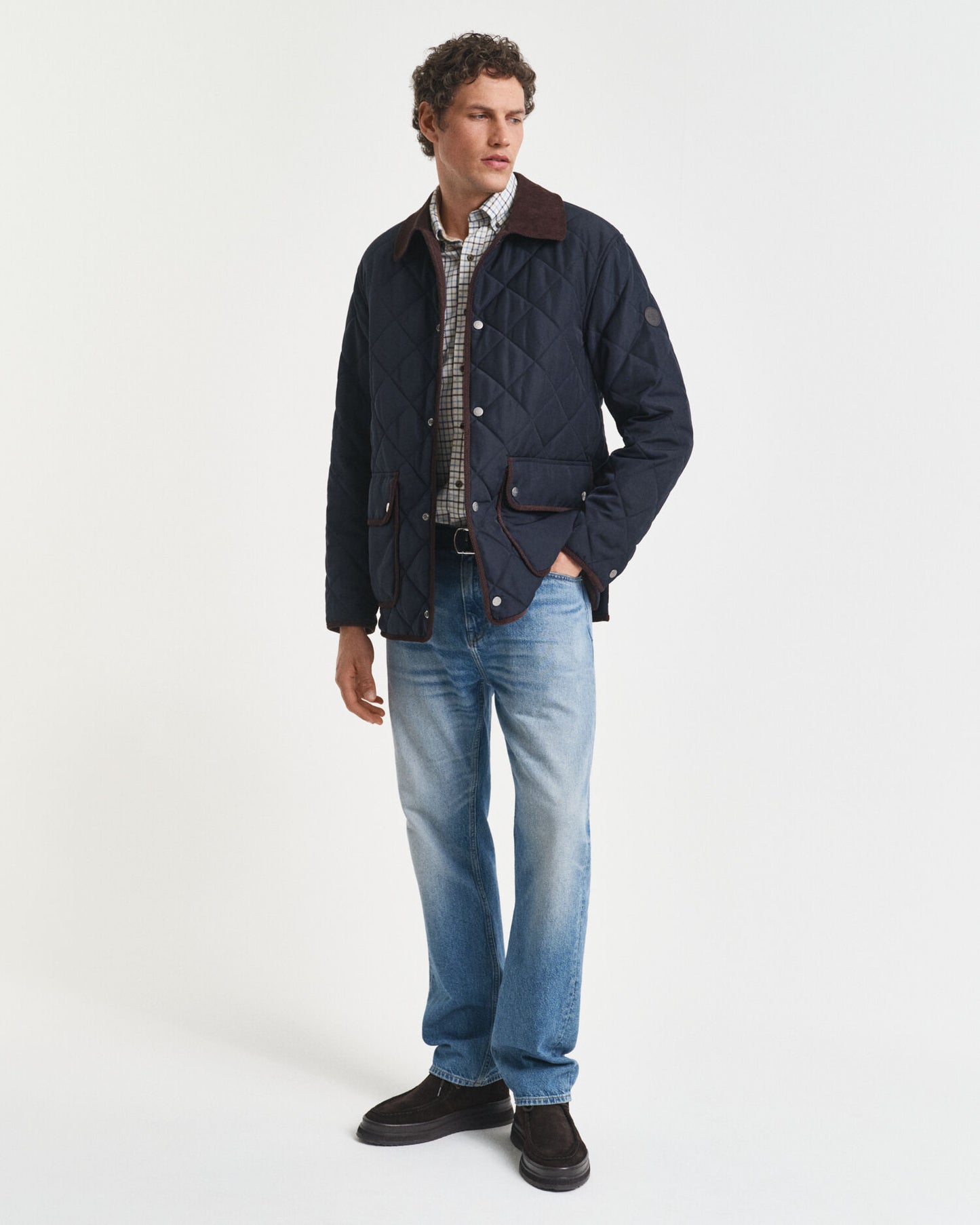 Chemise twill à carreaux Tattersall coupe droite