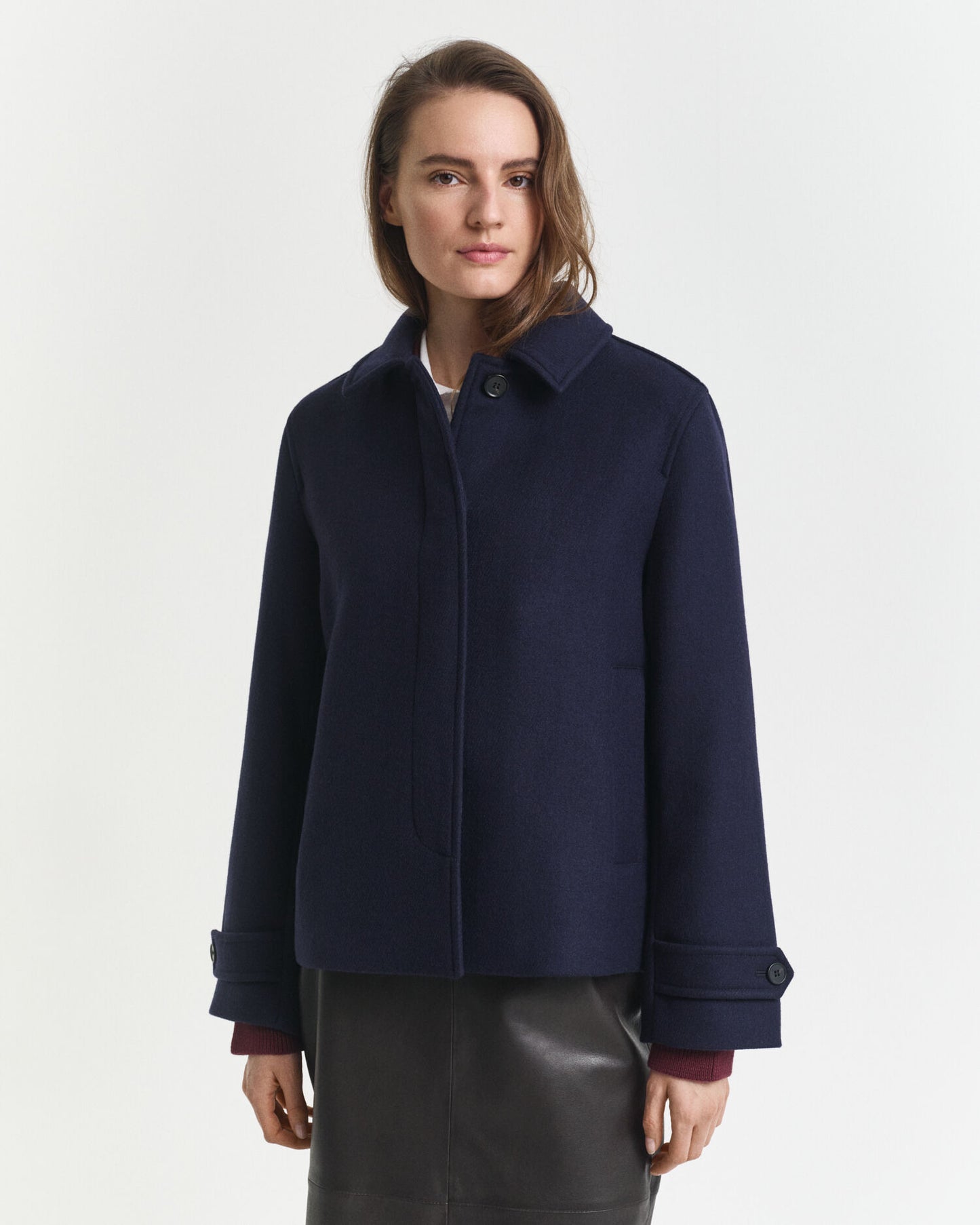 Manteau court en mélange de laine