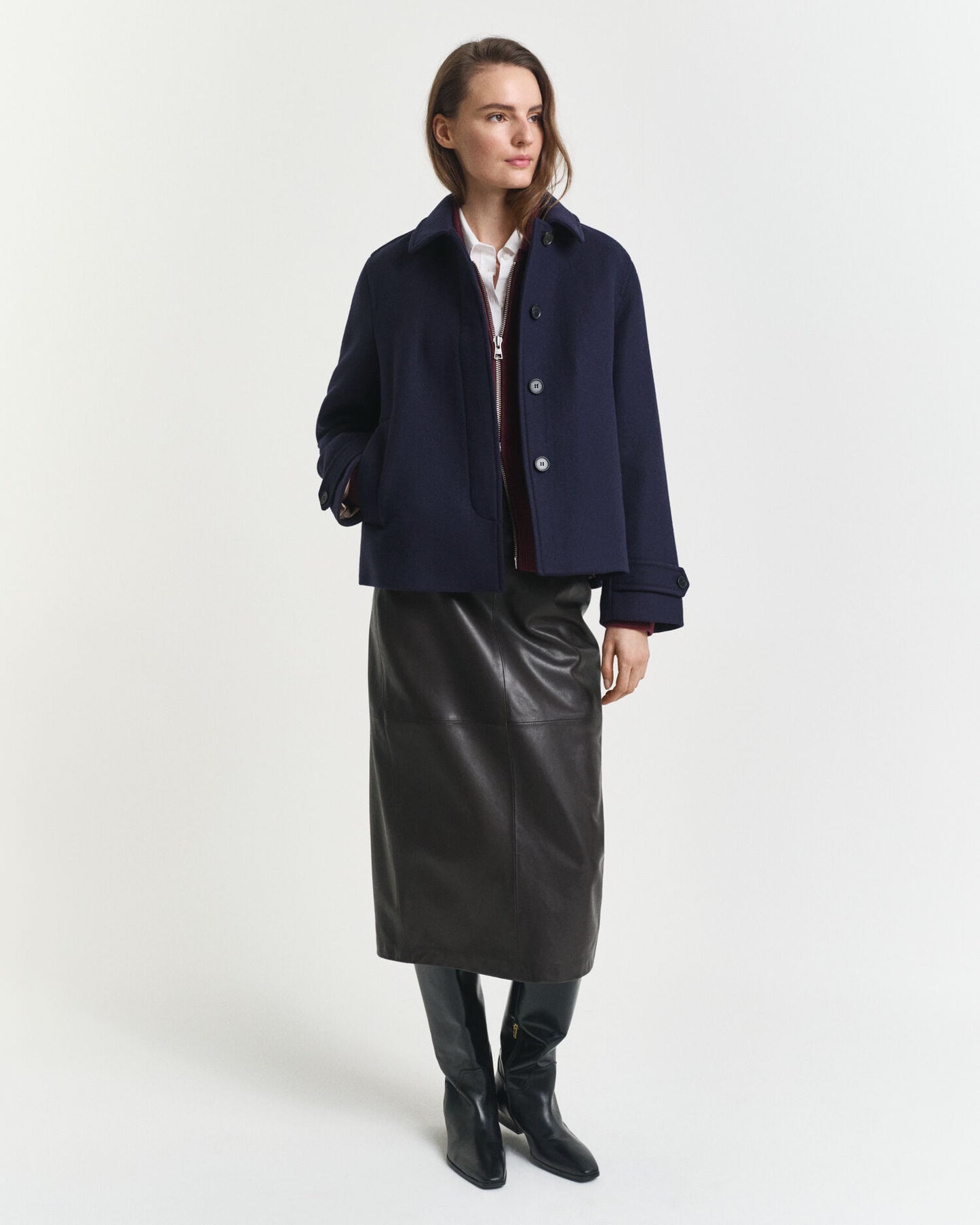 Manteau court en mélange de laine