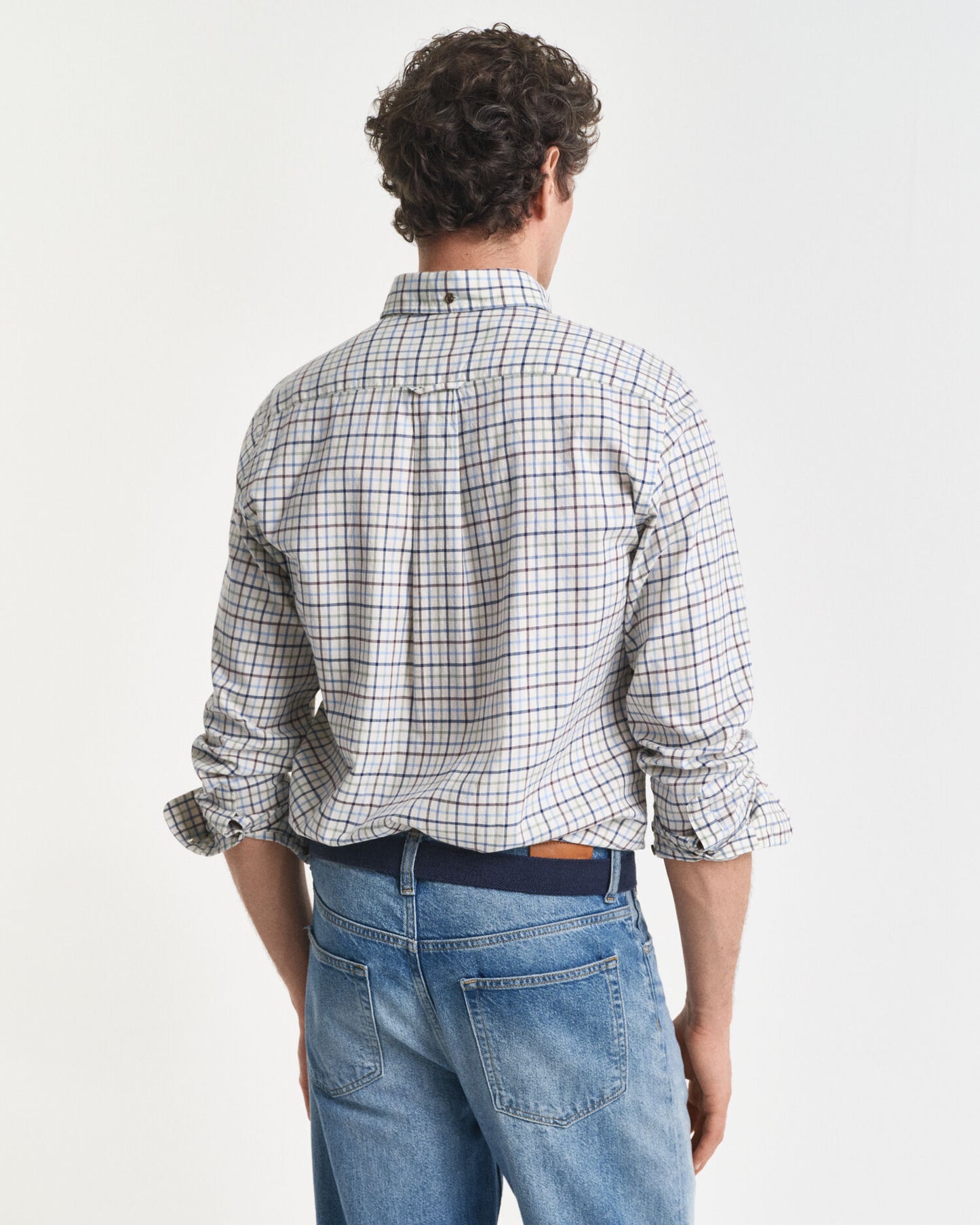 Chemise twill à carreaux Tattersall coupe droite
