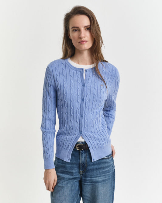 Cardigan en maille torsadée de coton extensible