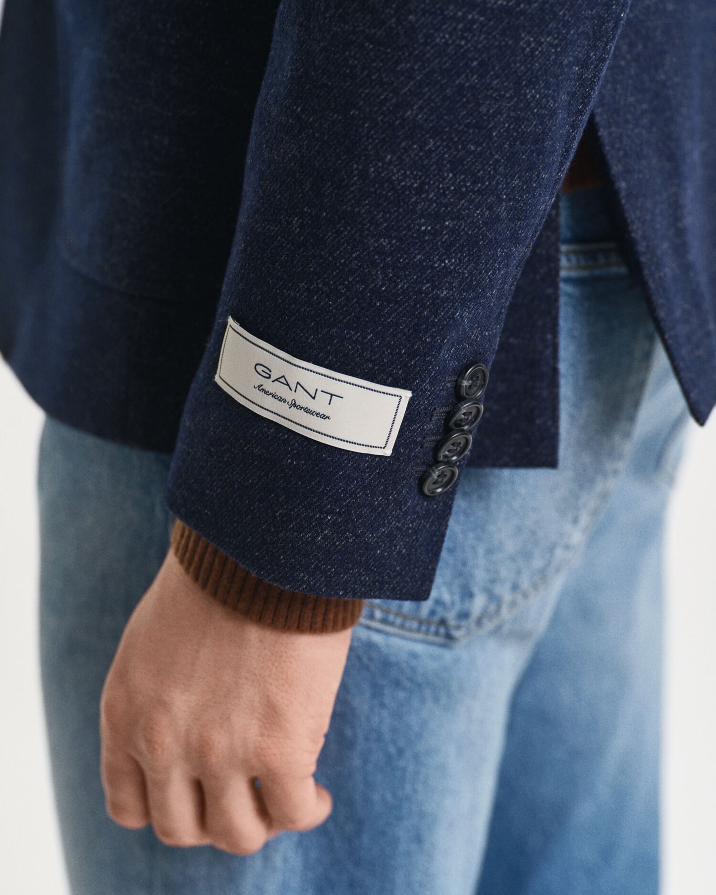 Zweifarbiger Blazer aus Wolle-Baumwolle-Jersey