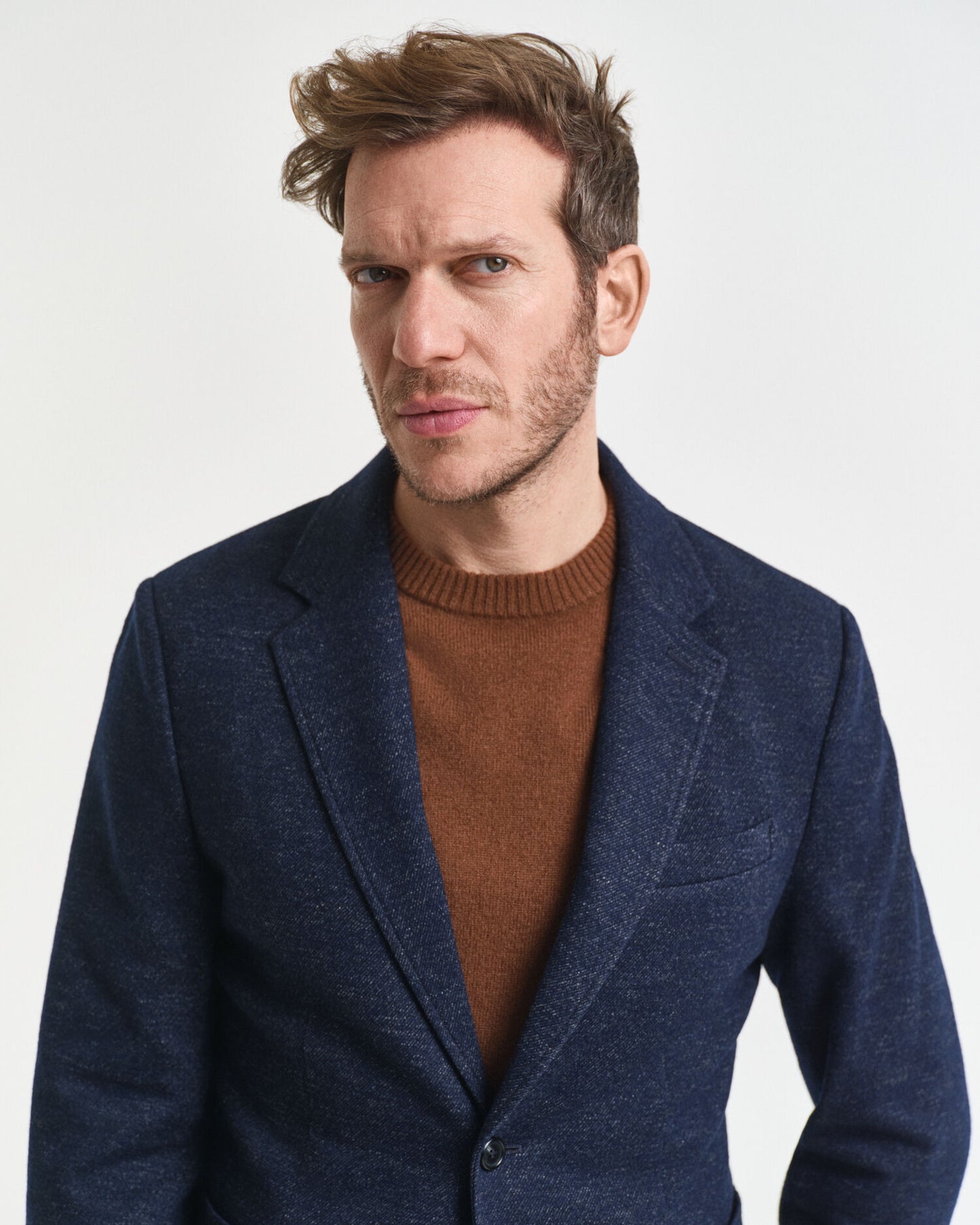 Zweifarbiger Blazer aus Wolle-Baumwolle-Jersey